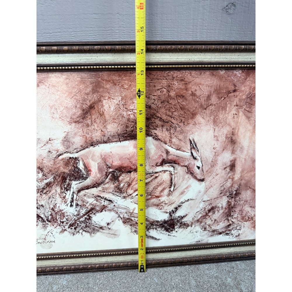 Original Signed David E Garrison Deer Wildlife Conte Crayon Framed Artwork - Picture 7 of 12